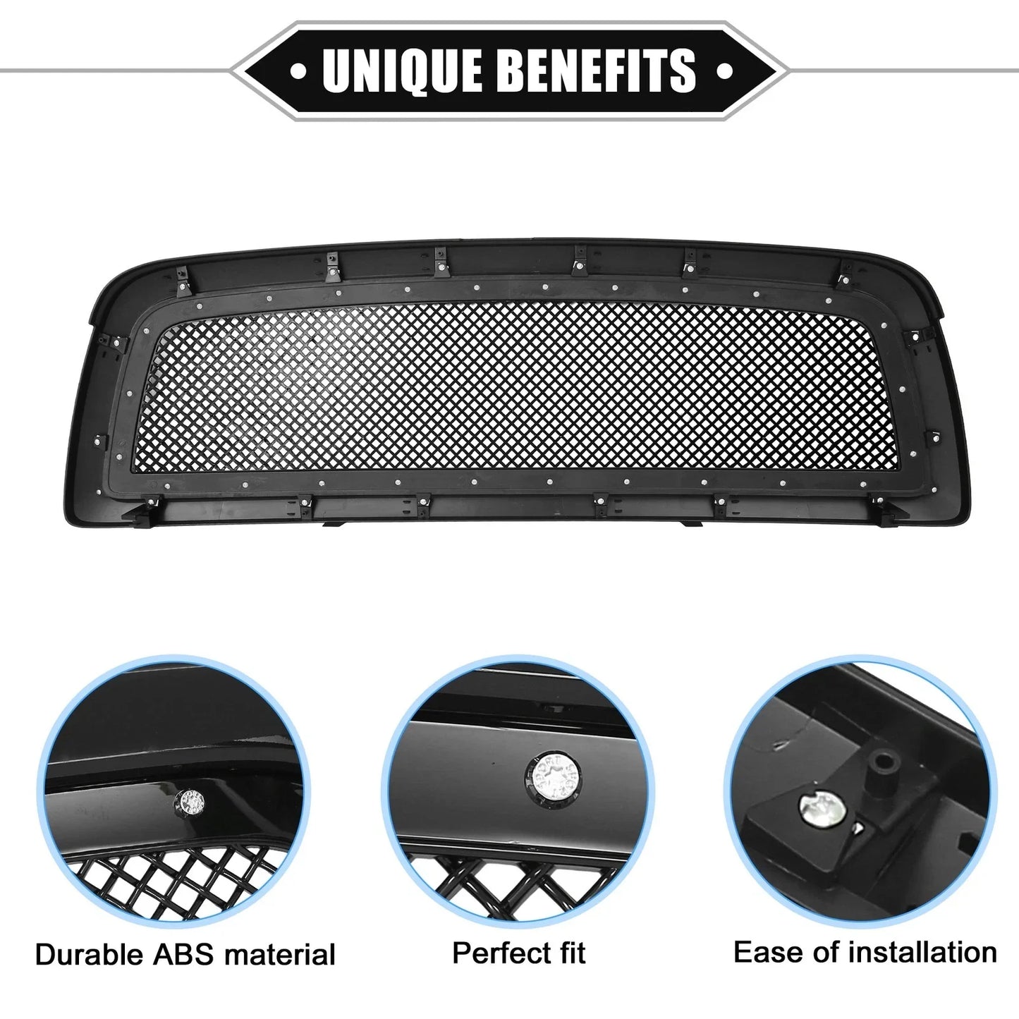 Front Grille Assembly for Dodge Ram 1500 2011-2012 Gloss Black