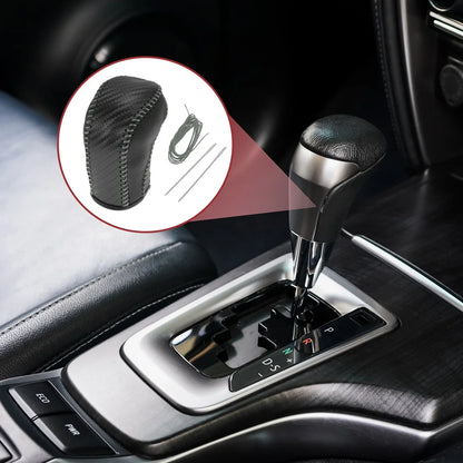 Gear Shift Knob Cover for Hyundai Tucson 2015-2018 Black Grey Faux Leather