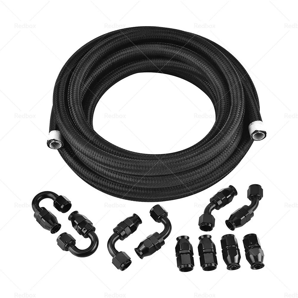 20FT 6M 8AN E85 Stainless Steel Braided PTFE Fuel Line Hose Fittings