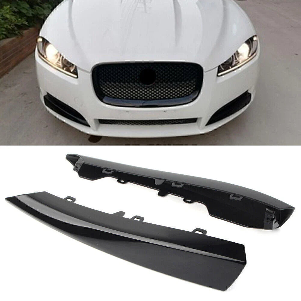 Black Front Bumper Side Grille Insert Covers for Jaguar XF (2012-2015)
