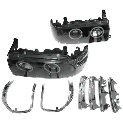 Angel Eyes Projector Headlights w/ LED DRLs Black for Landcruiser 80 Series