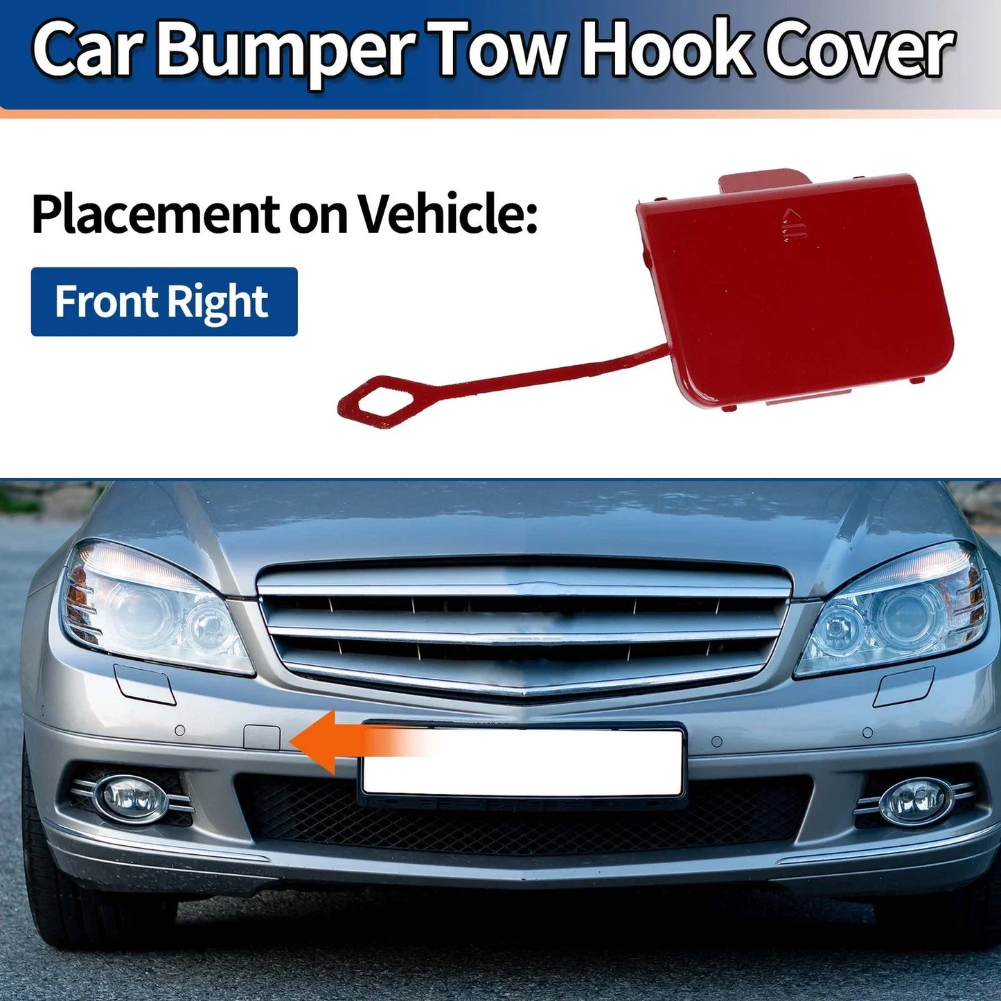 Front Car Bumper Tow Hook Cover for Mercedes-Benz C-Class W204 (2007-2014)