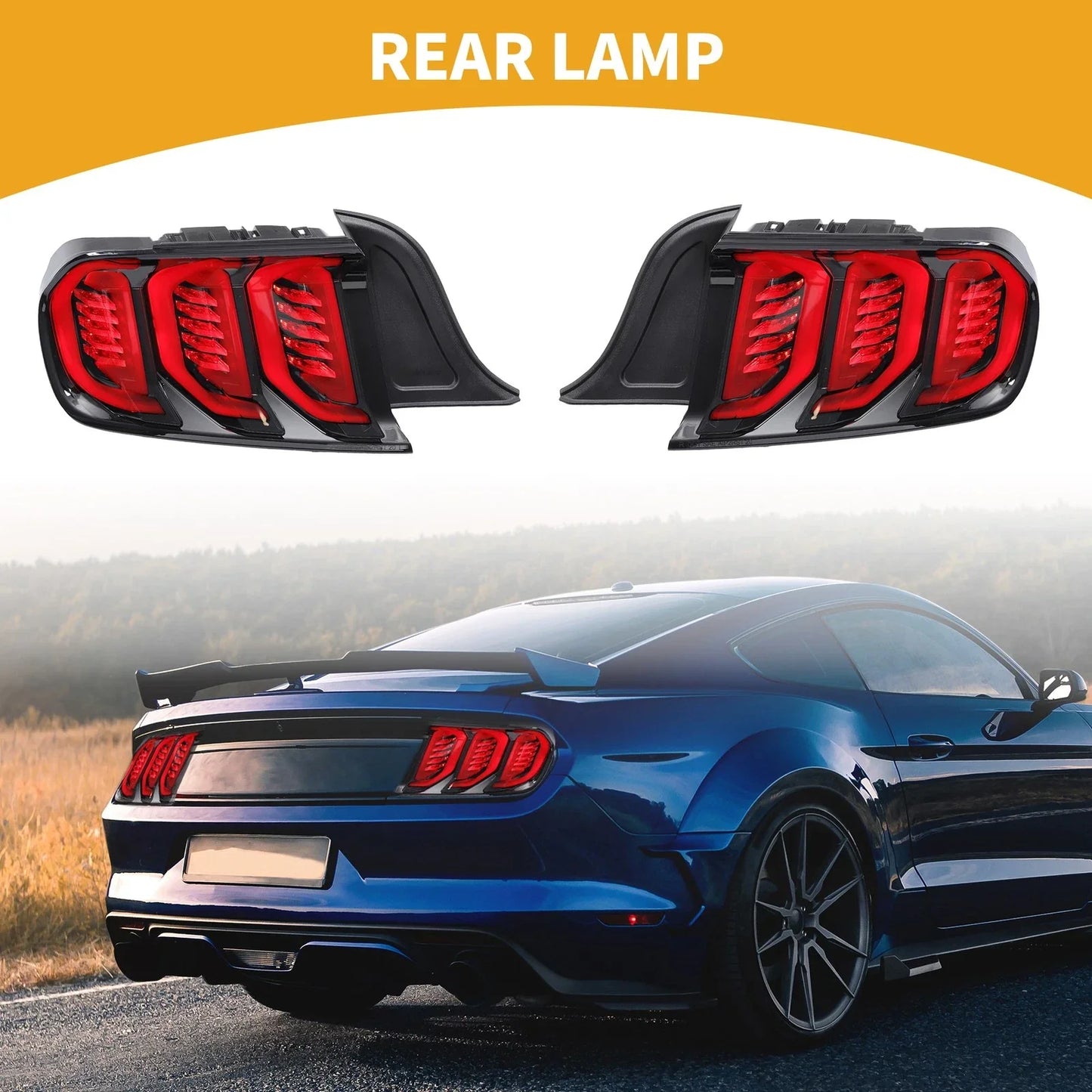 OLED Tail Lights Assembly for Ford Mustang 2015-2016 - Black 2 x Lights