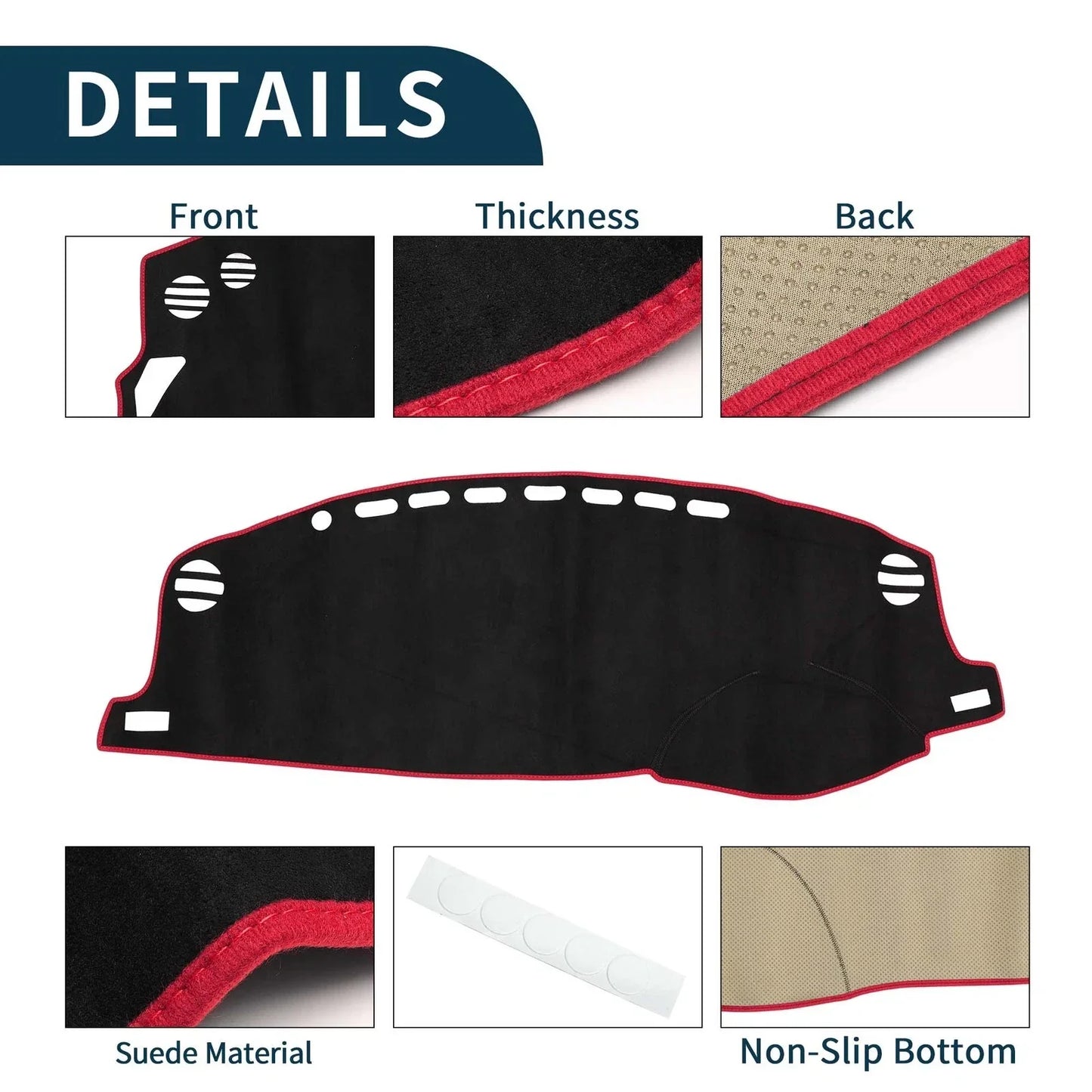 Dashboard Cover Mat for Lexus CT 200H (2011-2019) Sun Protector Pad Black Red