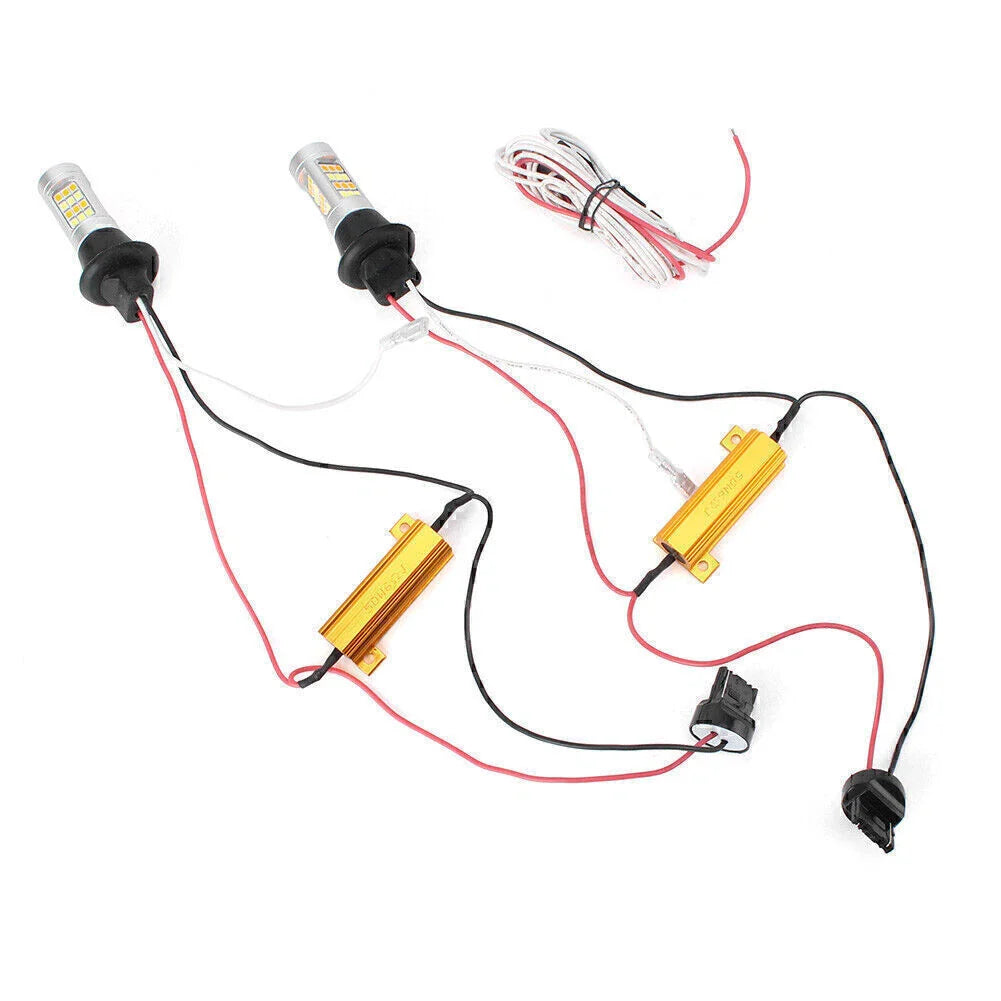 T20 7440 42-2835 50W Dual-Color Switchback DRL Turn Signal Lights for Car