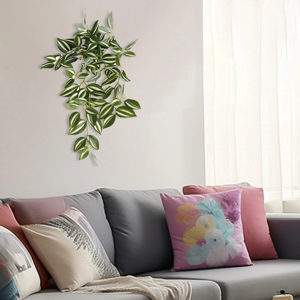 15" Faux Peperomia Watermelon Hanging Plants for Home Decor