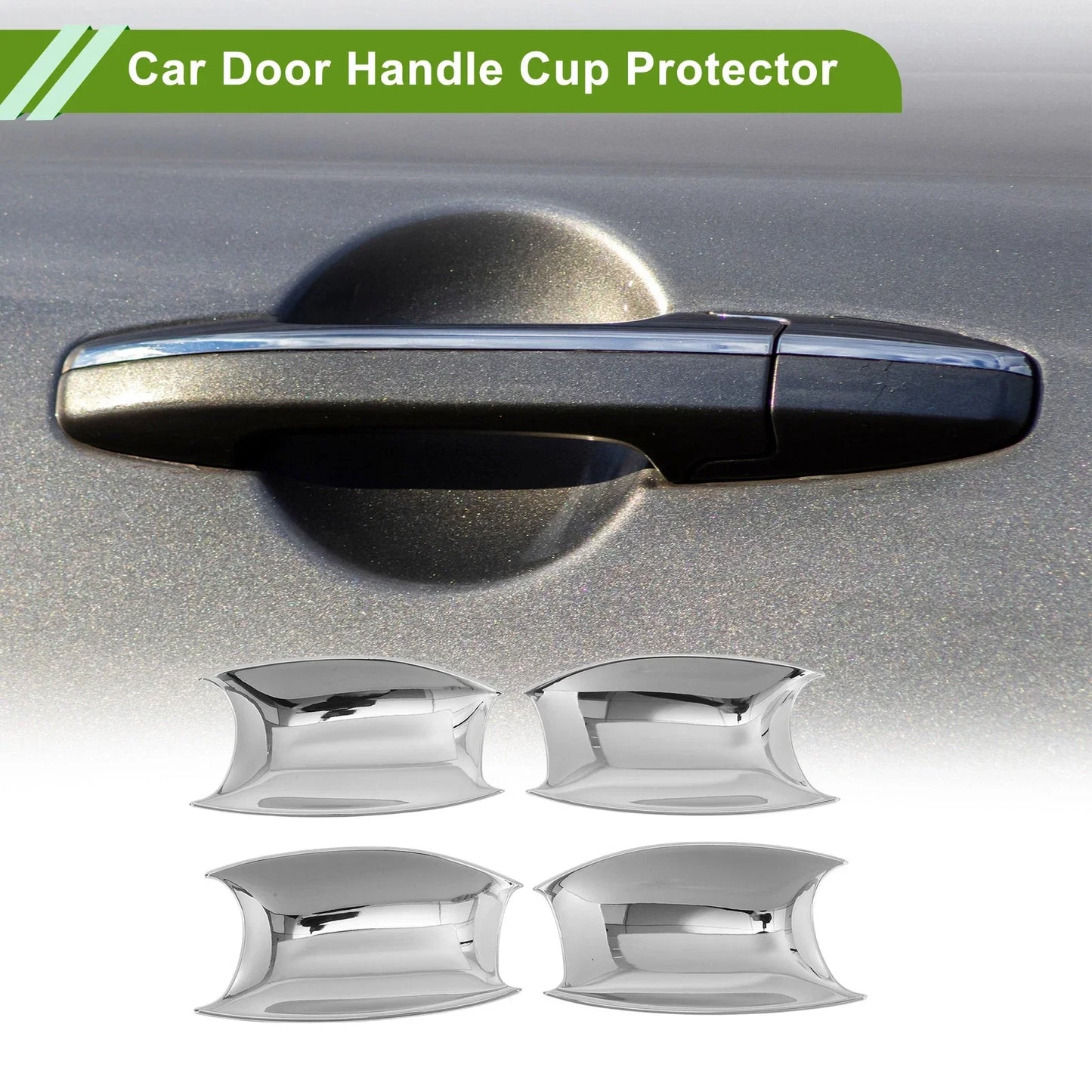 Car Door Handle Cup Protector for Hyundai Fiesta Chrome Silver Tone 4 x Pcs