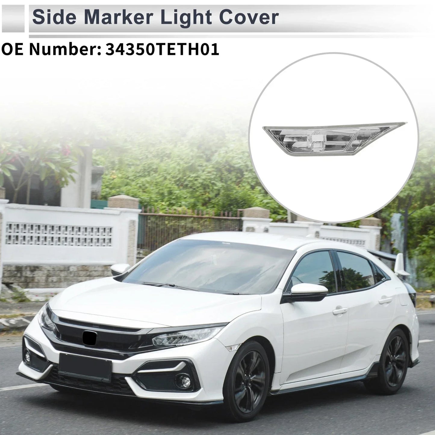 Left Side Marker Light Cover for Honda Civic (2016-2021) - 1 x Clear Lens