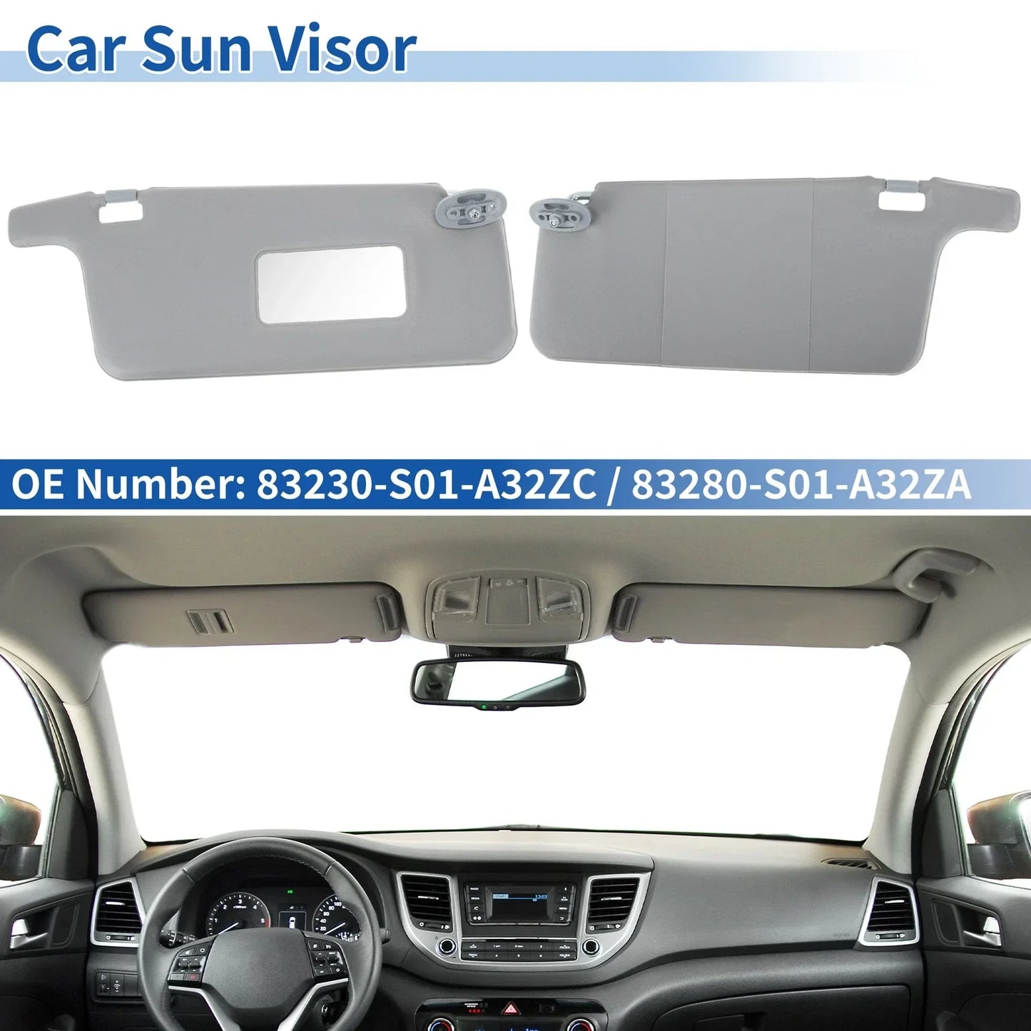 Sun Visors for Honda Civic 1996-2000 Gray (2 x Covers)