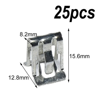 25Pc Set / 1/2 x 5/8 / Metal Fastener Clips for Car Retainer Moulding