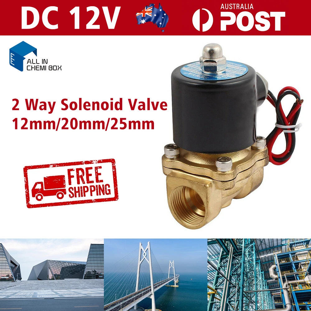 DC 12V Normally Closed Electric Solenoid Valve for Water Air Brass