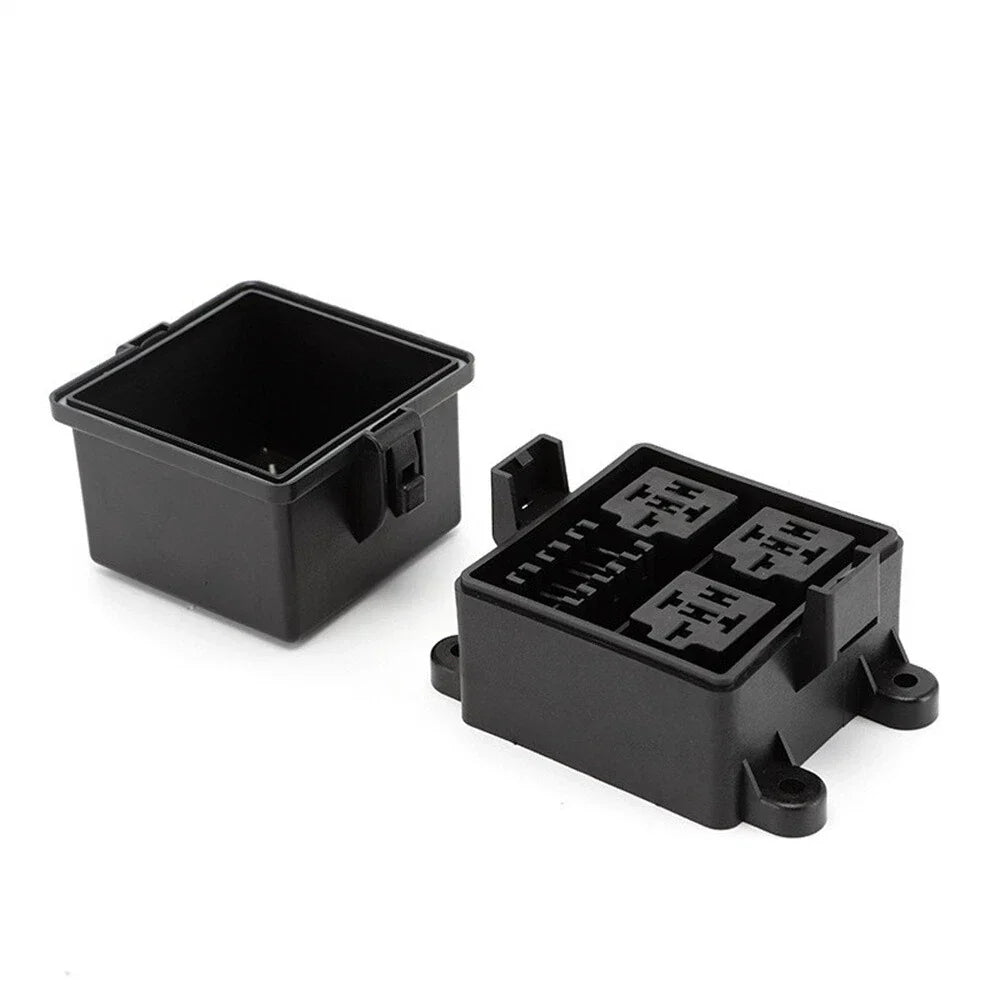 12V 3-Way Fuse Relay Box w/ 4-Pin 40A Relays & Fuses for Car Truck