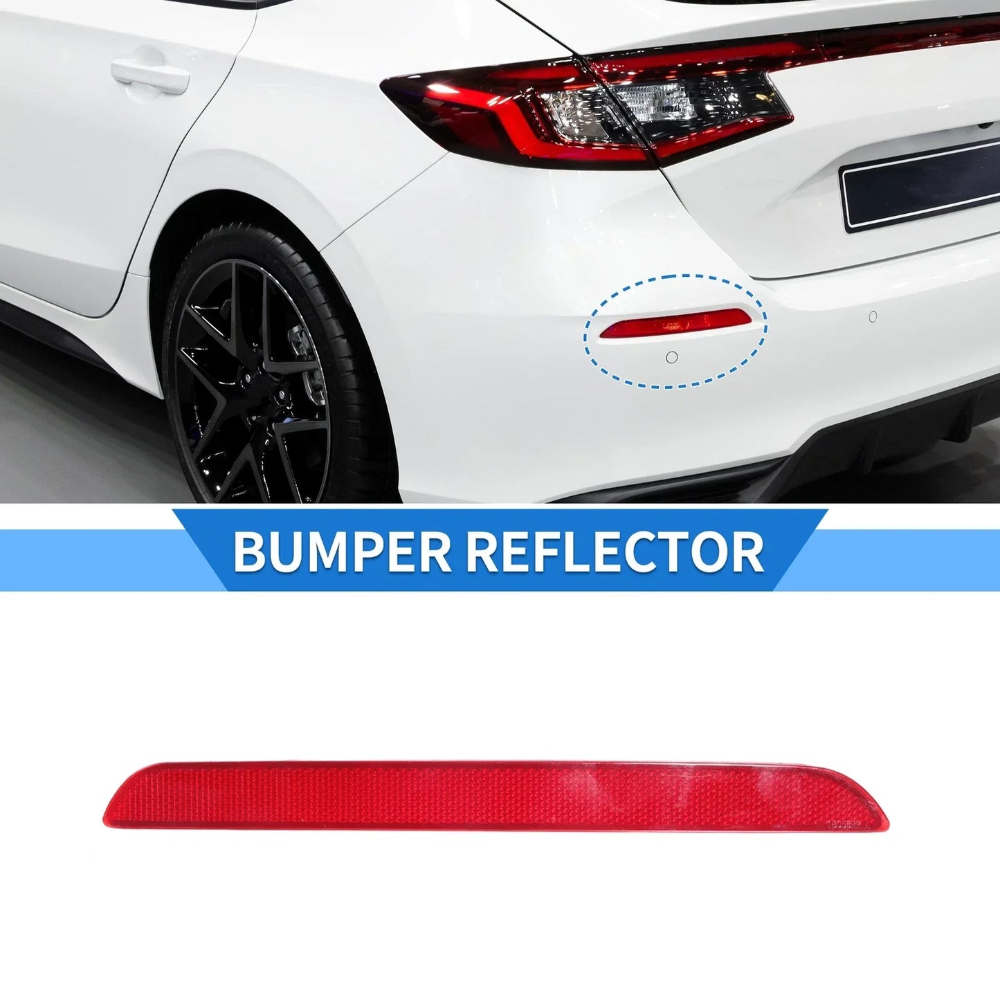 Rear Left Bumper Reflector for Honda Civic 2022-2023 Red