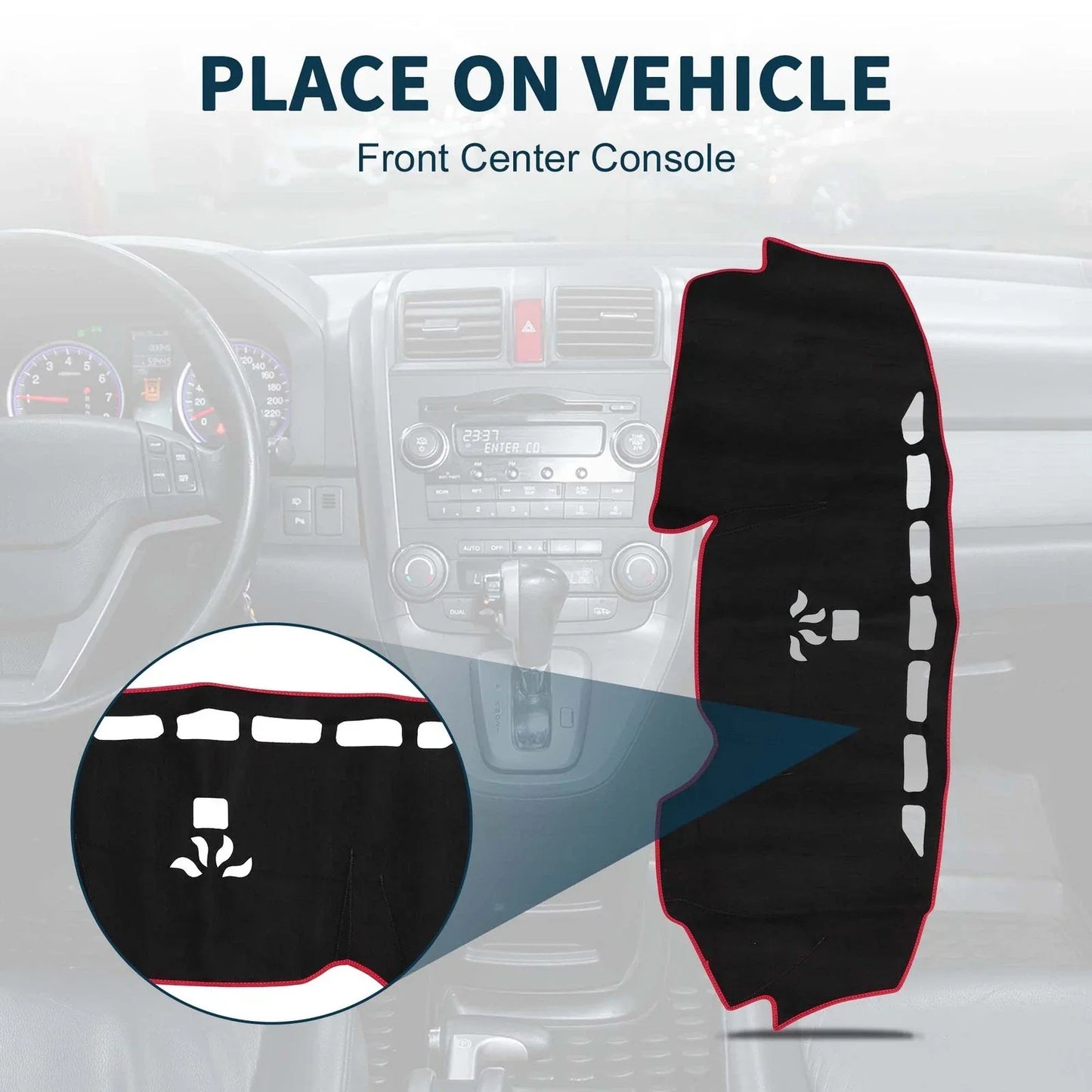 Dashboard Cover Mat for Honda CR-V 2017-2022 Sun Protector Pad Black Red