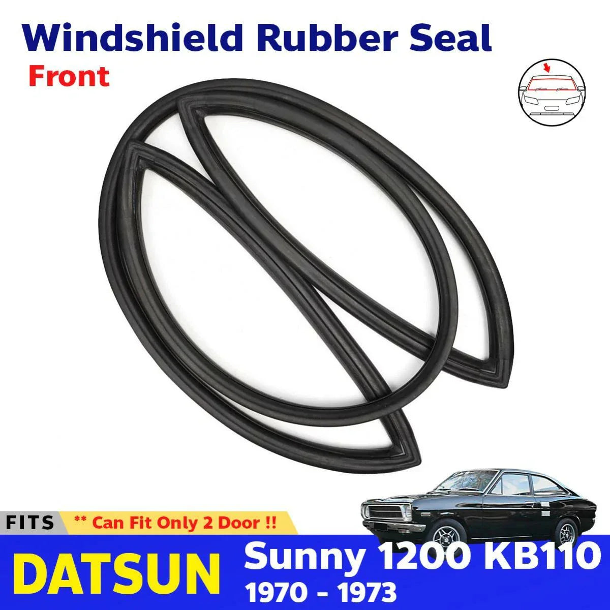 Front Windshield Rubber Strip Seal Fits Datsun Sunny KB110 2D Coupe 1970-73 D06