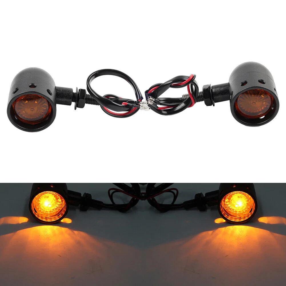 11 LEDs Black Retro Motor Turn Signal Lights for Universal