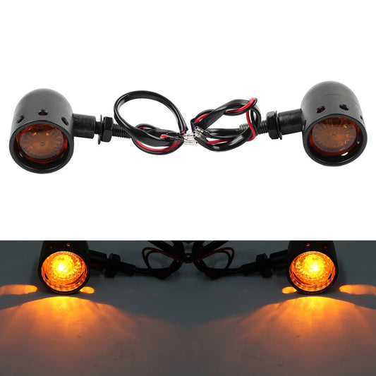 11 LEDs Black Retro Motor Turn Signal Lights for Universal