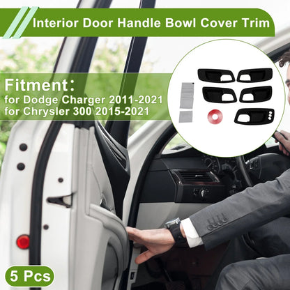 Interior Door Handle Bowl Cover Trim for Dodge Charger (2011-2021) 5 x ABS