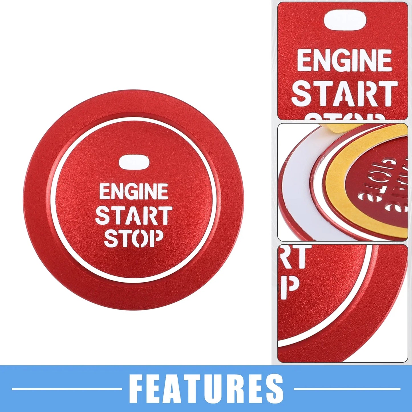 Engine Ignition Button Decal for Hyundai Sonata 2011-2014 Aluminum Red