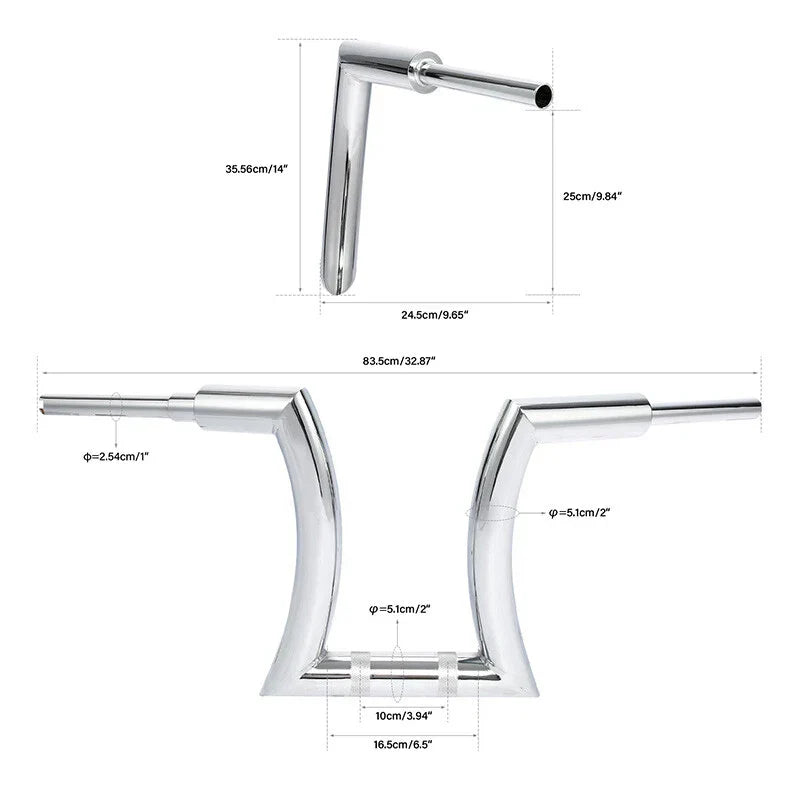 14in Rise 2in Hanger Bar Risers for Harley Softail Chrome
