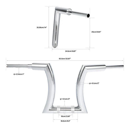 14in Rise 2in Hanger Bar Risers for Harley Softail Chrome