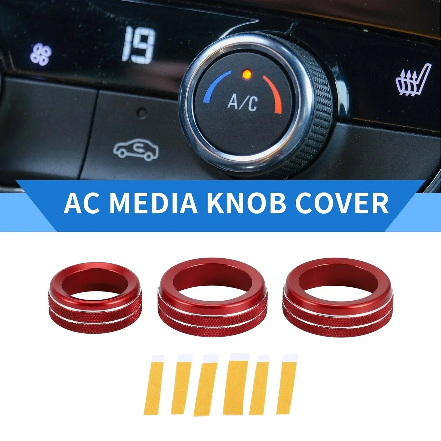 AC Media Volume Tune Switch Knob Cover Ring for Dodge Durango (2021-2023) 3 x Pcs