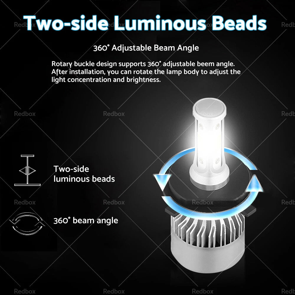 HB2 9003 H4 LED Headlight Globes Hi/Low Beam for Car