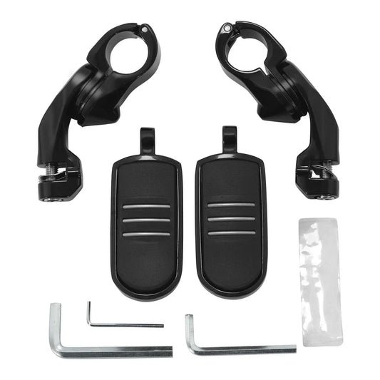 1.25" Black Short Angled Footpegs for Harley Touring