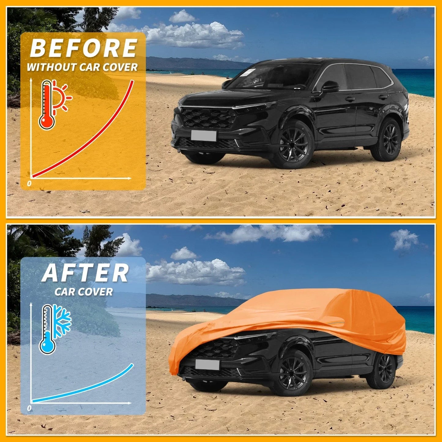 Waterproof All Weather Car Cover for Honda CR-V (2017-2023) - Orange 210D-PU