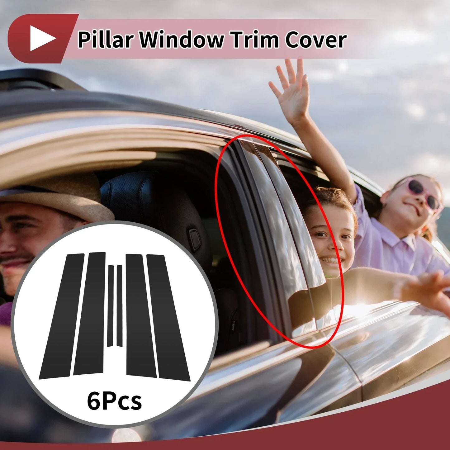 6 Pcs Car Door Pillar Window Trim for Lexus IS (2006-2013) Black