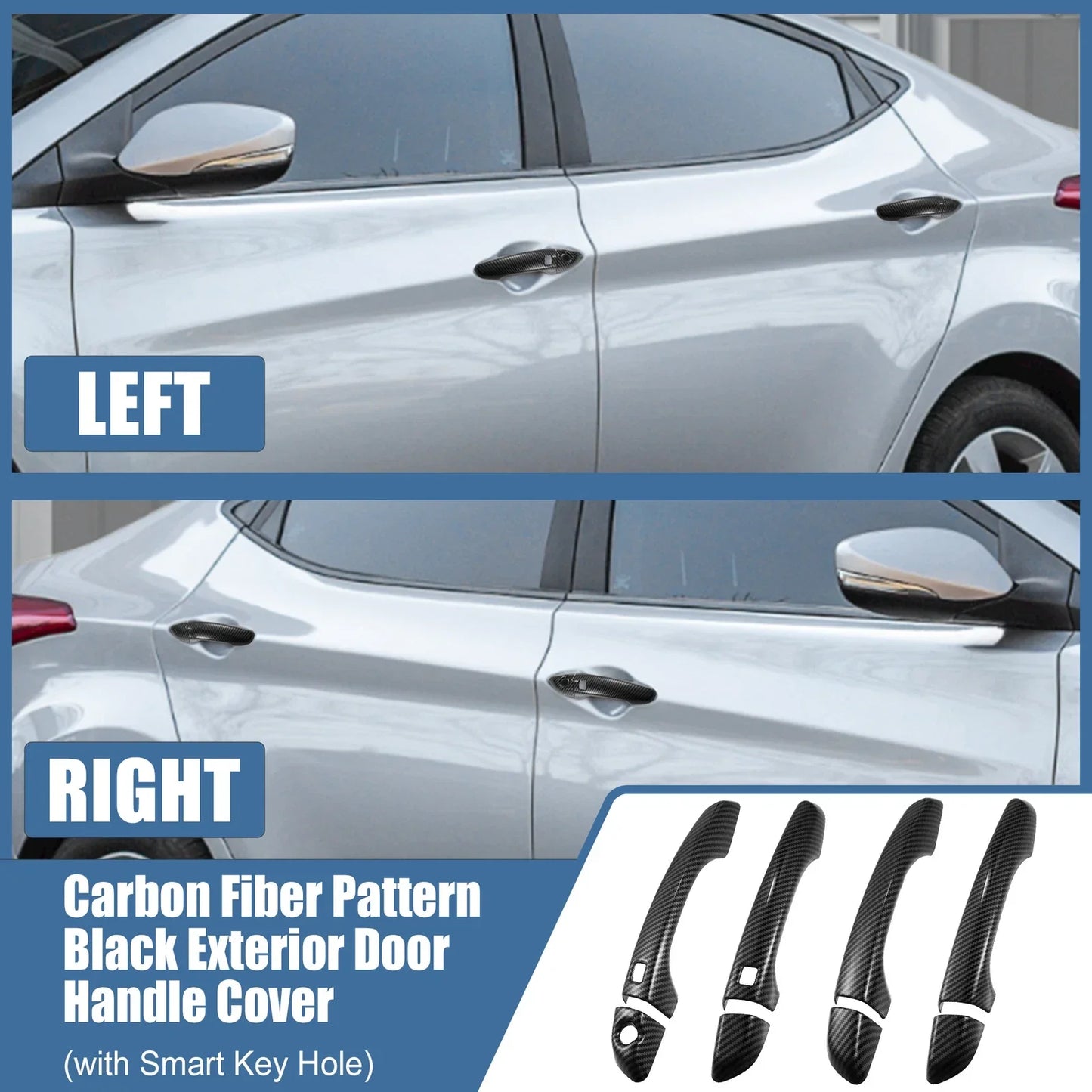 8pcs Side Door Handle Cover Trim for Hyundai Elantra (2017-2020)
