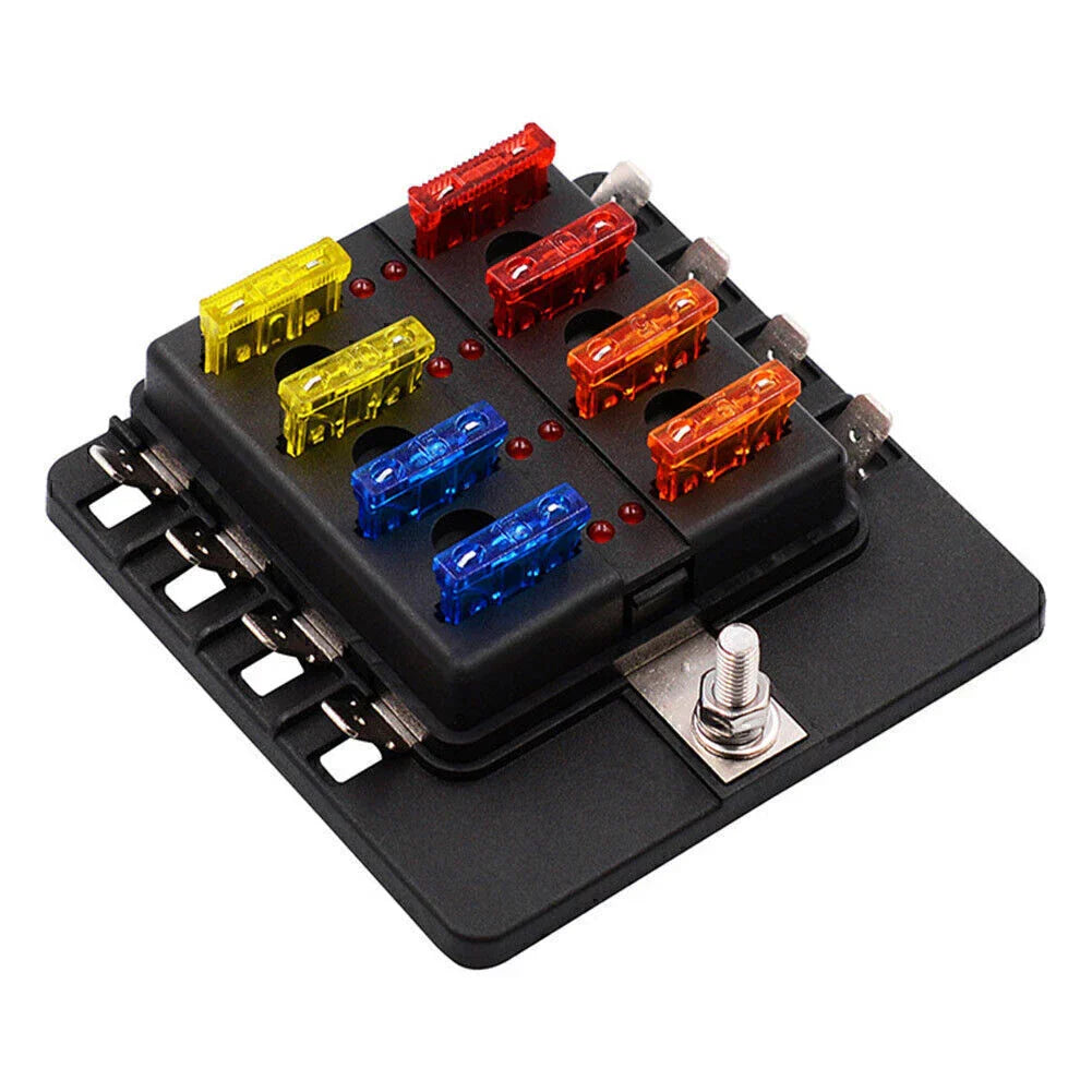 8 Way Circuit LED Fuse Box Holder for Universal Applications