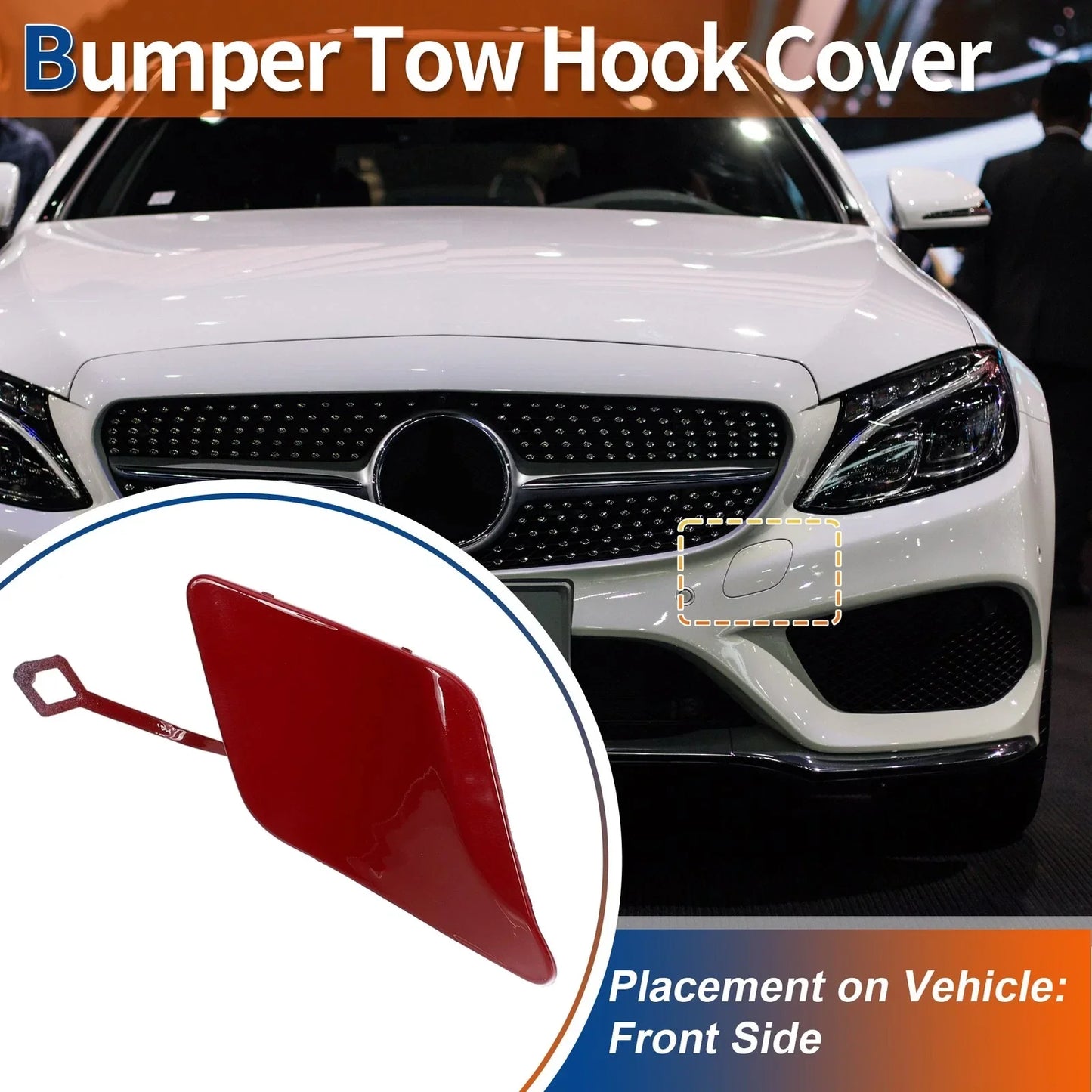 Front Bumper Tow Hook Cap for Mercedes-Benz C250 (2012-2015) - Bright Red