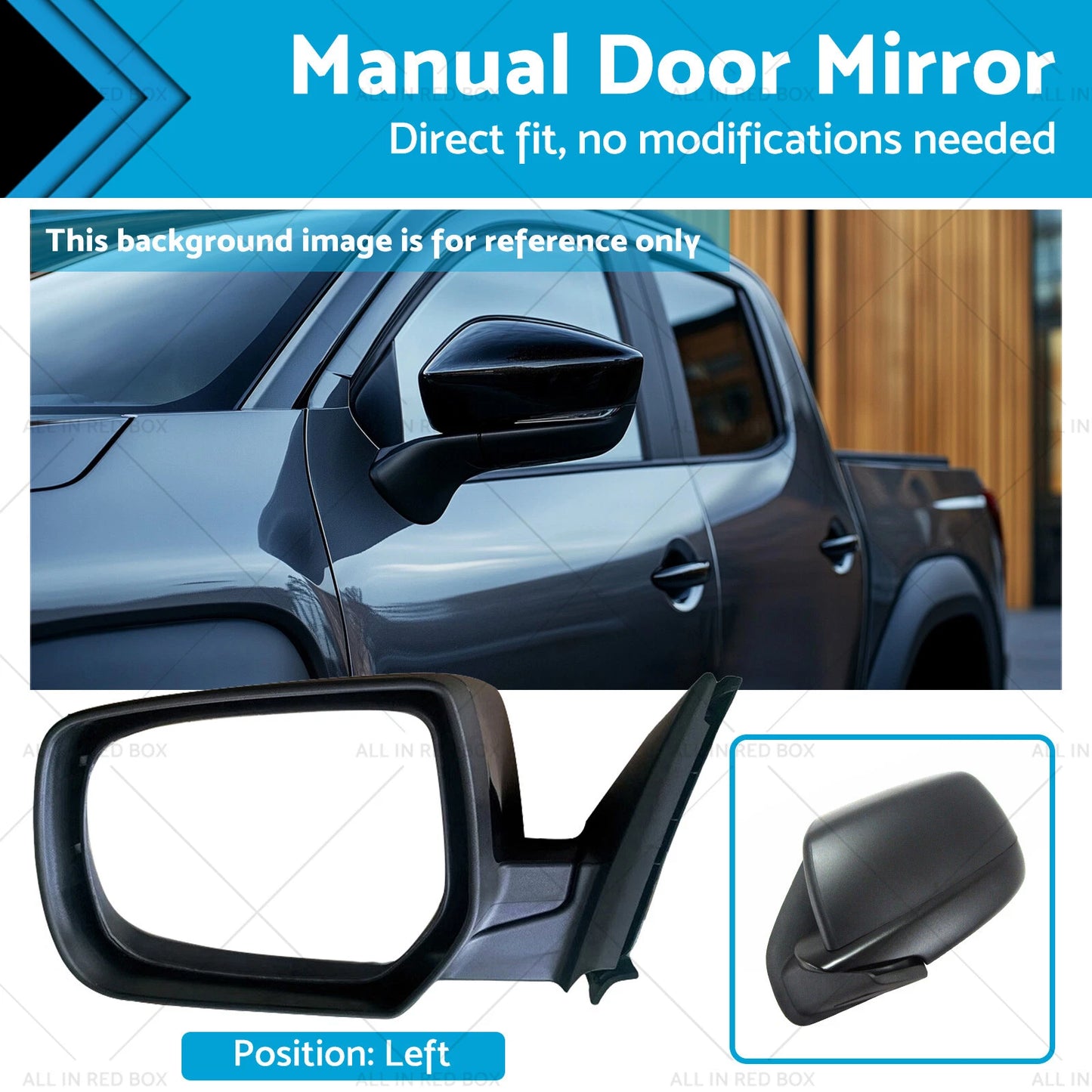 Left Passenger Side Manual Door Mirror for Mazda BT50 Ute (2006-2011)