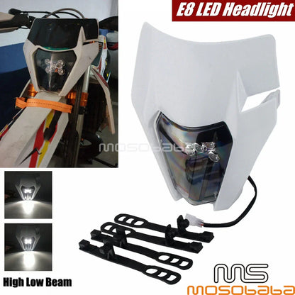 Dirt Bike LED Headlight E8 Lamp for XCF EXC FE TE 530 500 450 350 250 (2004-2023)