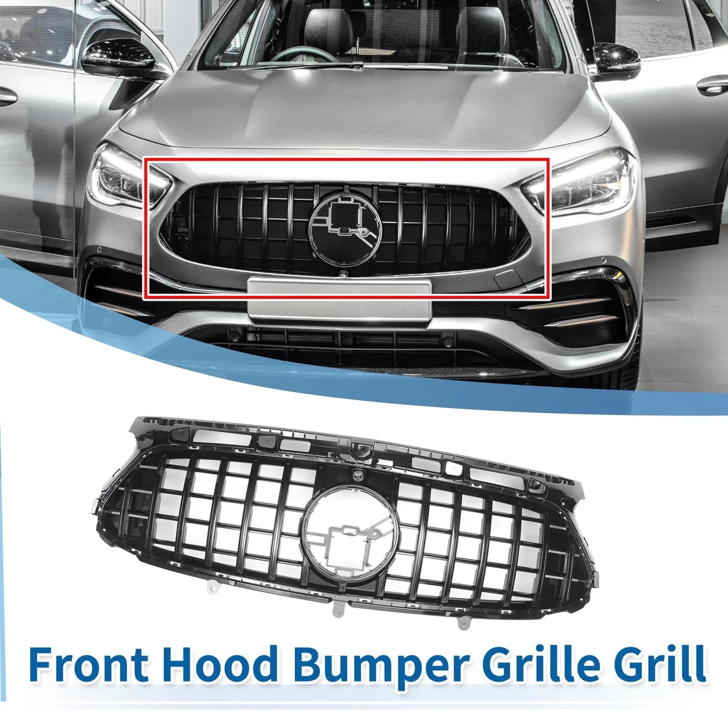 Front Bumper Grille for Mercedes-Benz GLA-Class AMG Body Styling Black