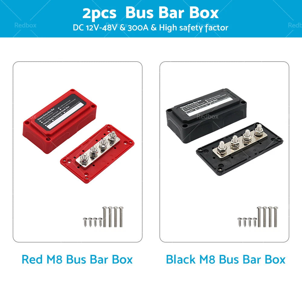 Heavy Duty 300A M8 DC 12V-48V Power Distribution Box Terminal Block
