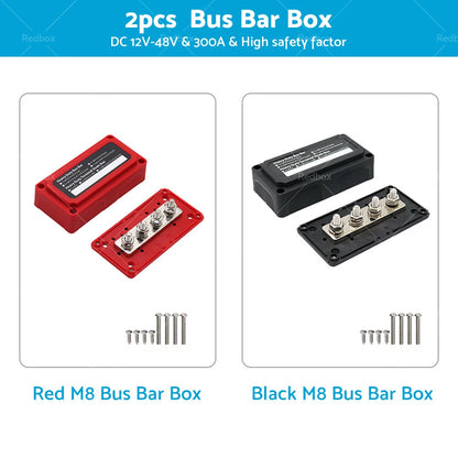Heavy Duty 300A M8 DC 12V-48V Power Distribution Box Terminal Block
