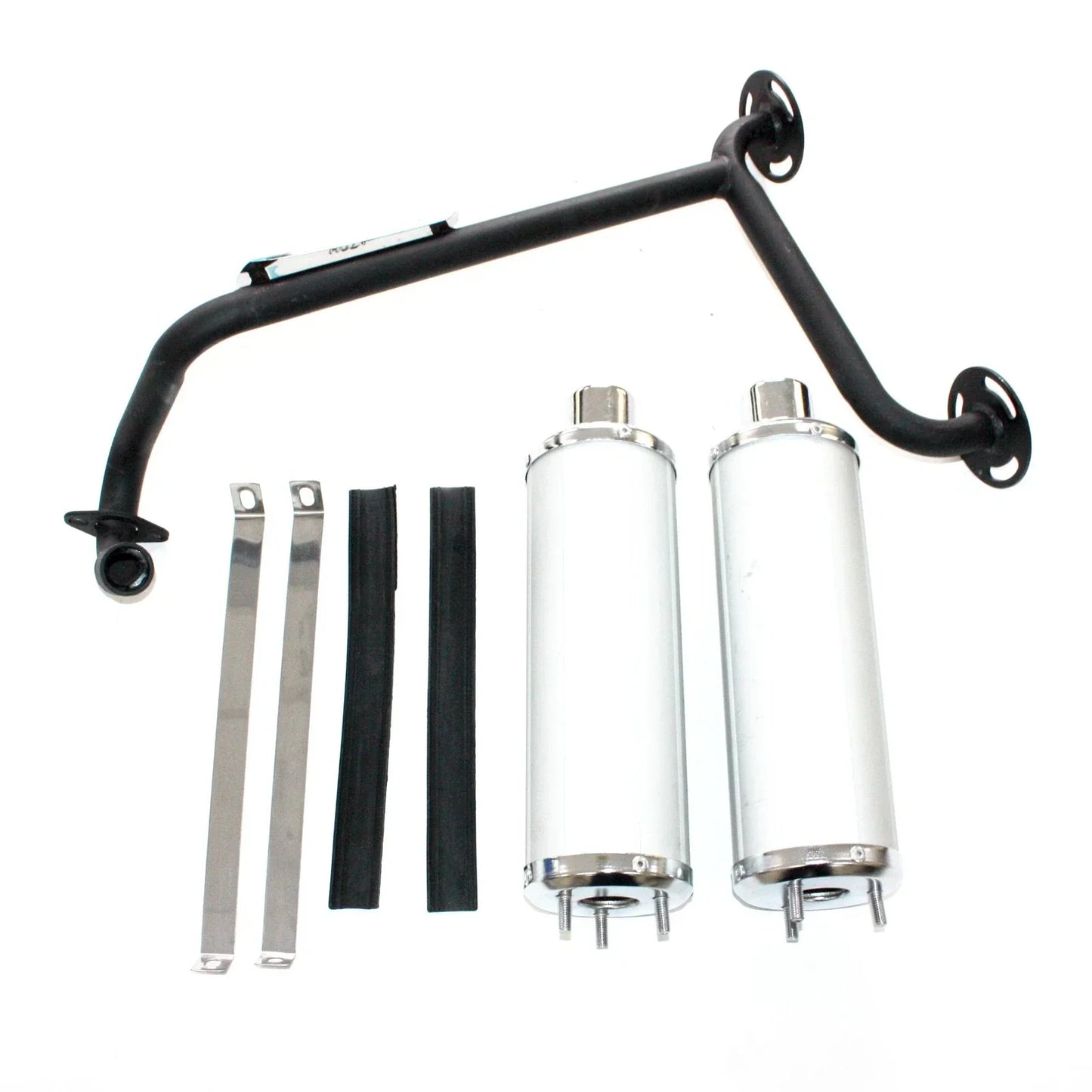 Twin Exhaust Pipe & Silver Alloy Mufflers for 110cc Dinosaur Style Quad ATV
