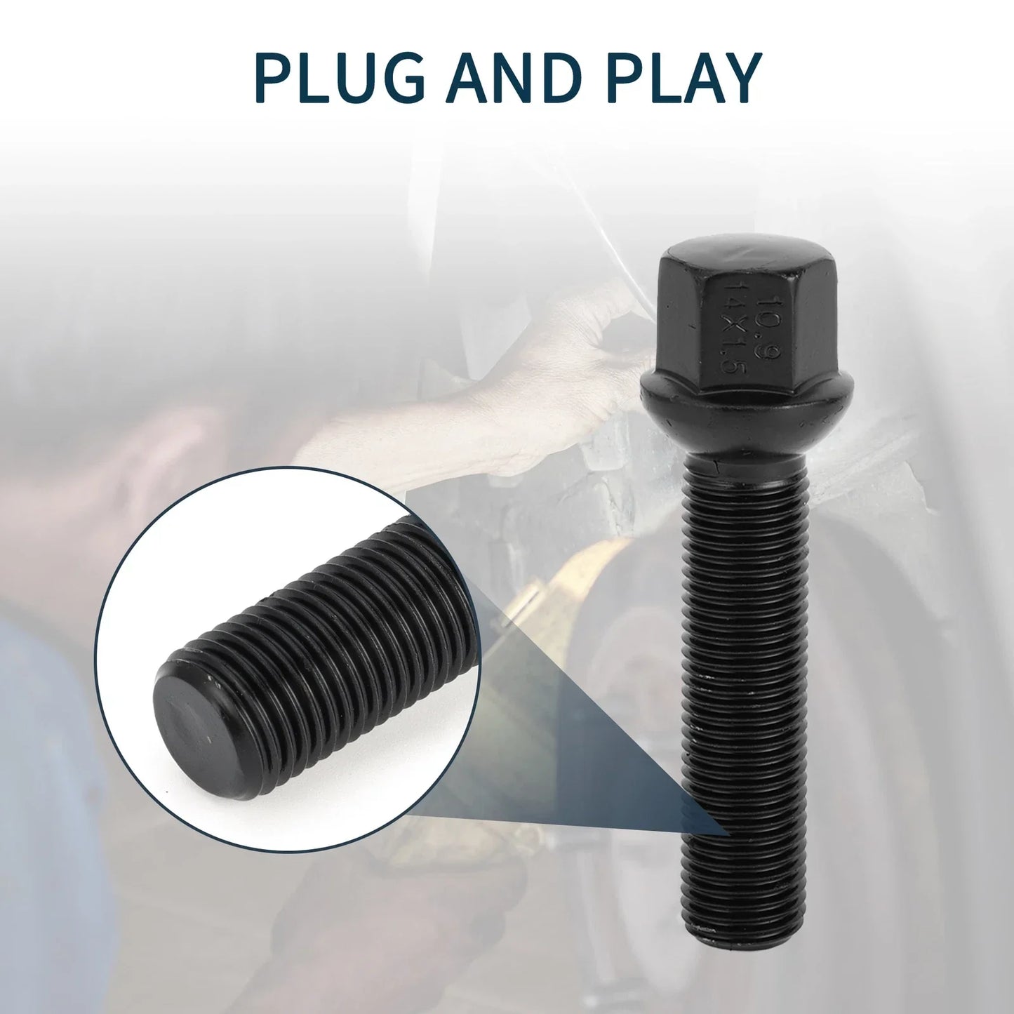 10 x M14x1.5mm Ball Seat Wheel Lug Bolts 55mm Shank for Volkswagen Porsche