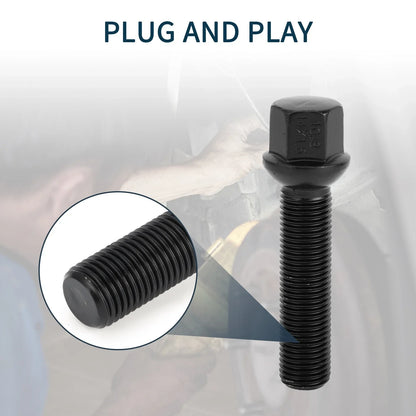 10 x M14x1.5mm Ball Seat Wheel Lug Bolts 55mm Shank for Volkswagen Porsche