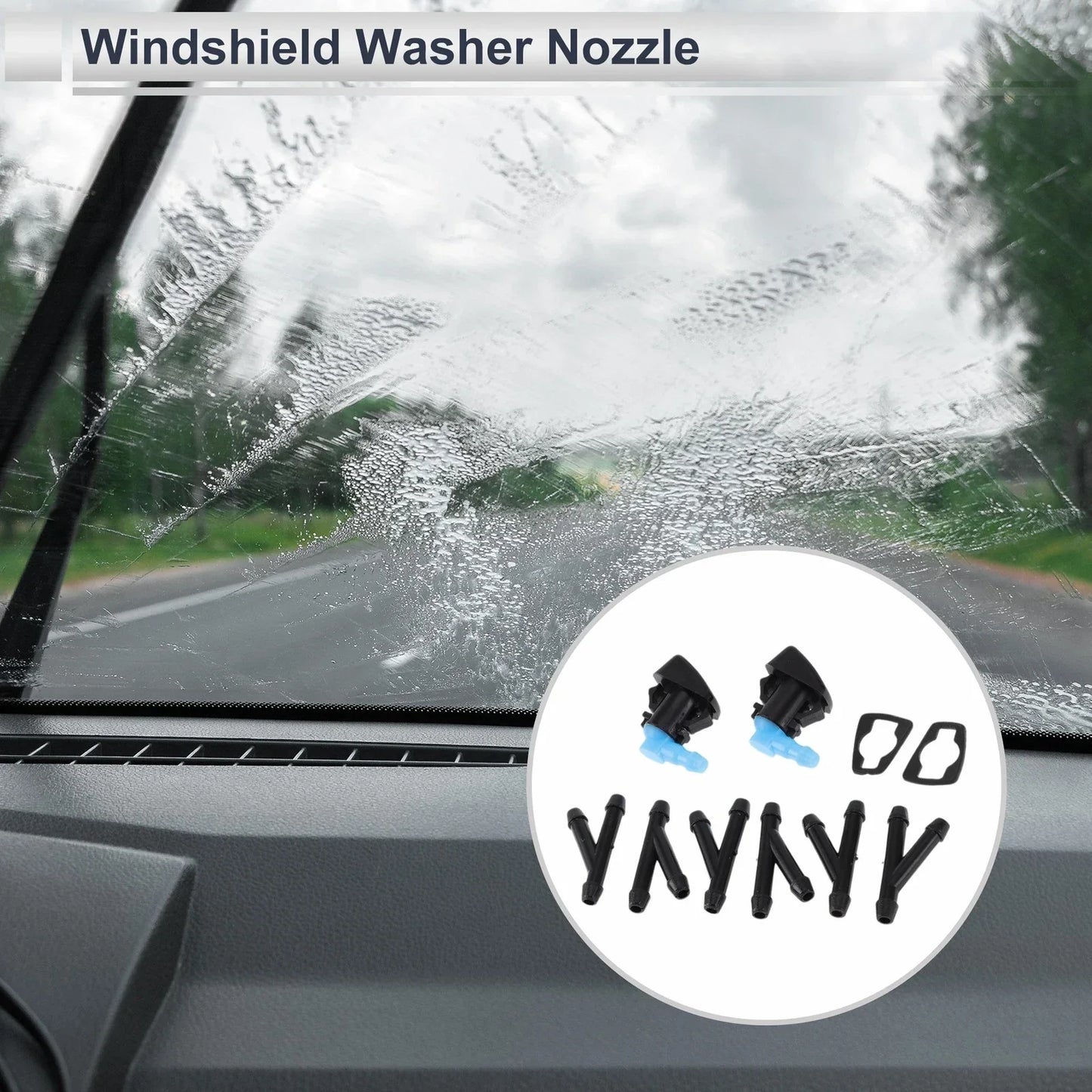 Windshield Washer Nozzle & 6 x Hose Connectors for Dodge (2011-2023)
