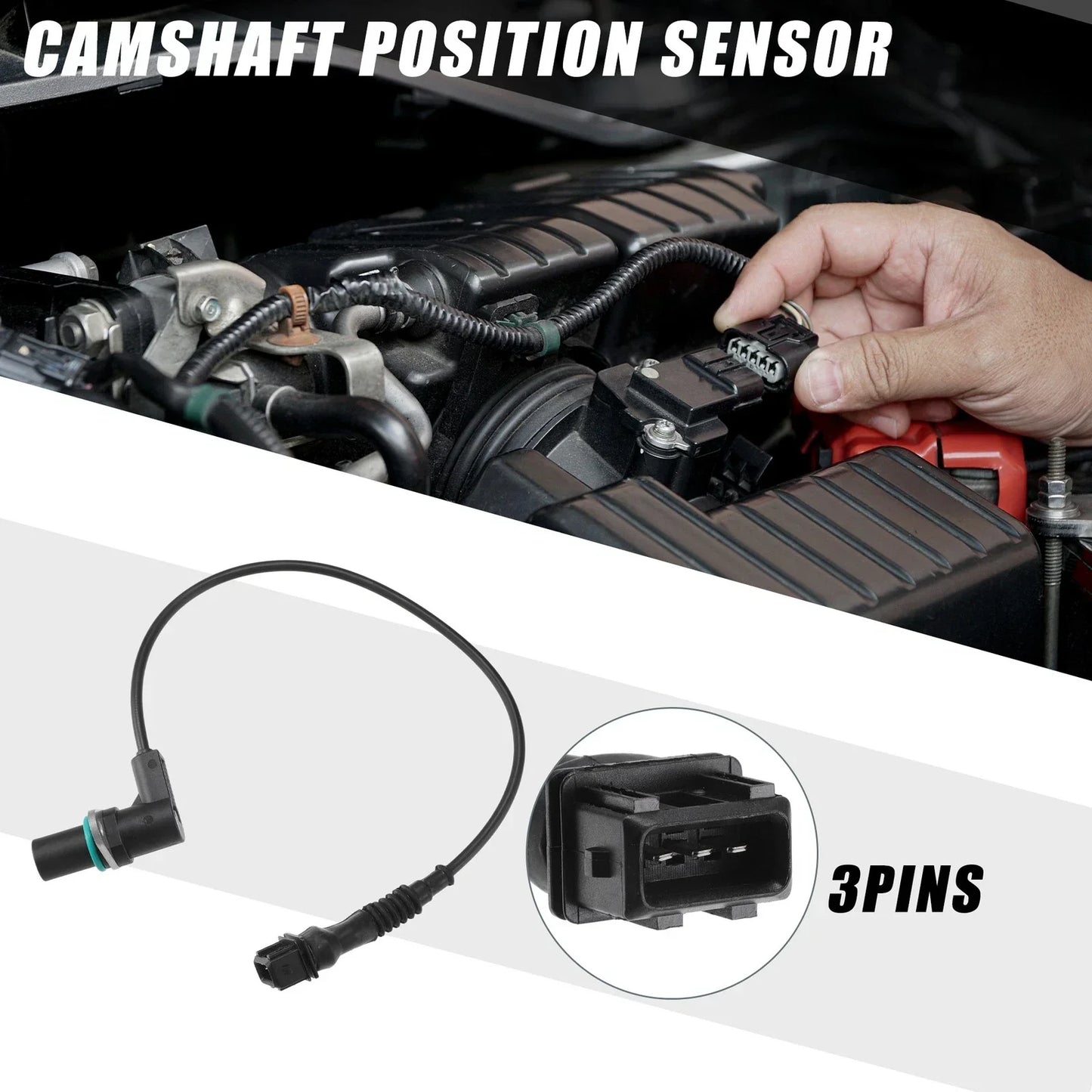 Camshaft Position Sensor for BMW 320i L6 2.0L (1992-1995) ABS Black