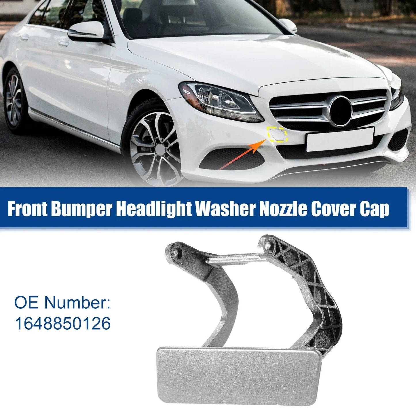 Bumper Headlight Washer Cover for MERCEDES (2015-2020) Silver Tone
