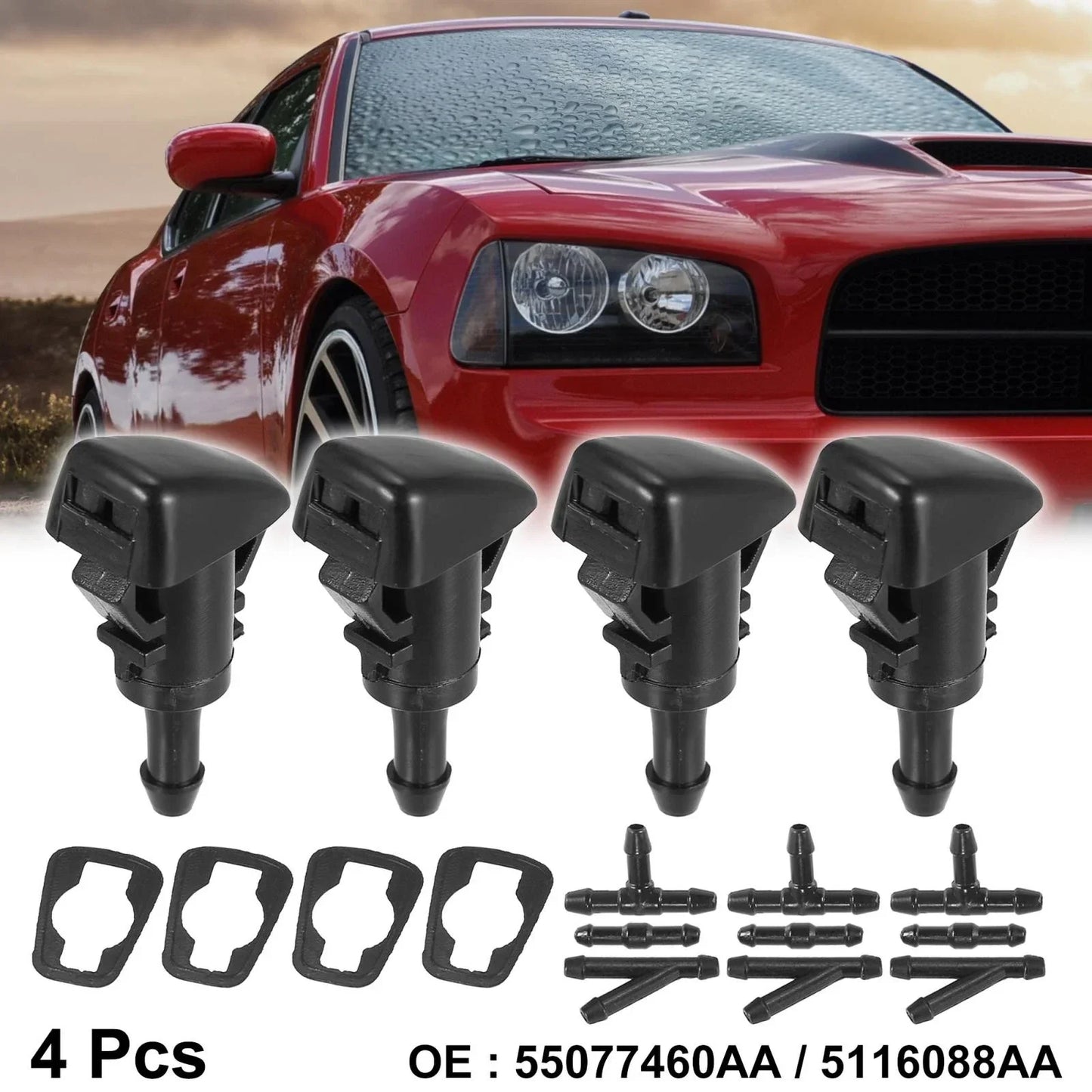 4pcs Windshield Wiper Washer Nozzle Jets for Dodge Neon (2000-2005)