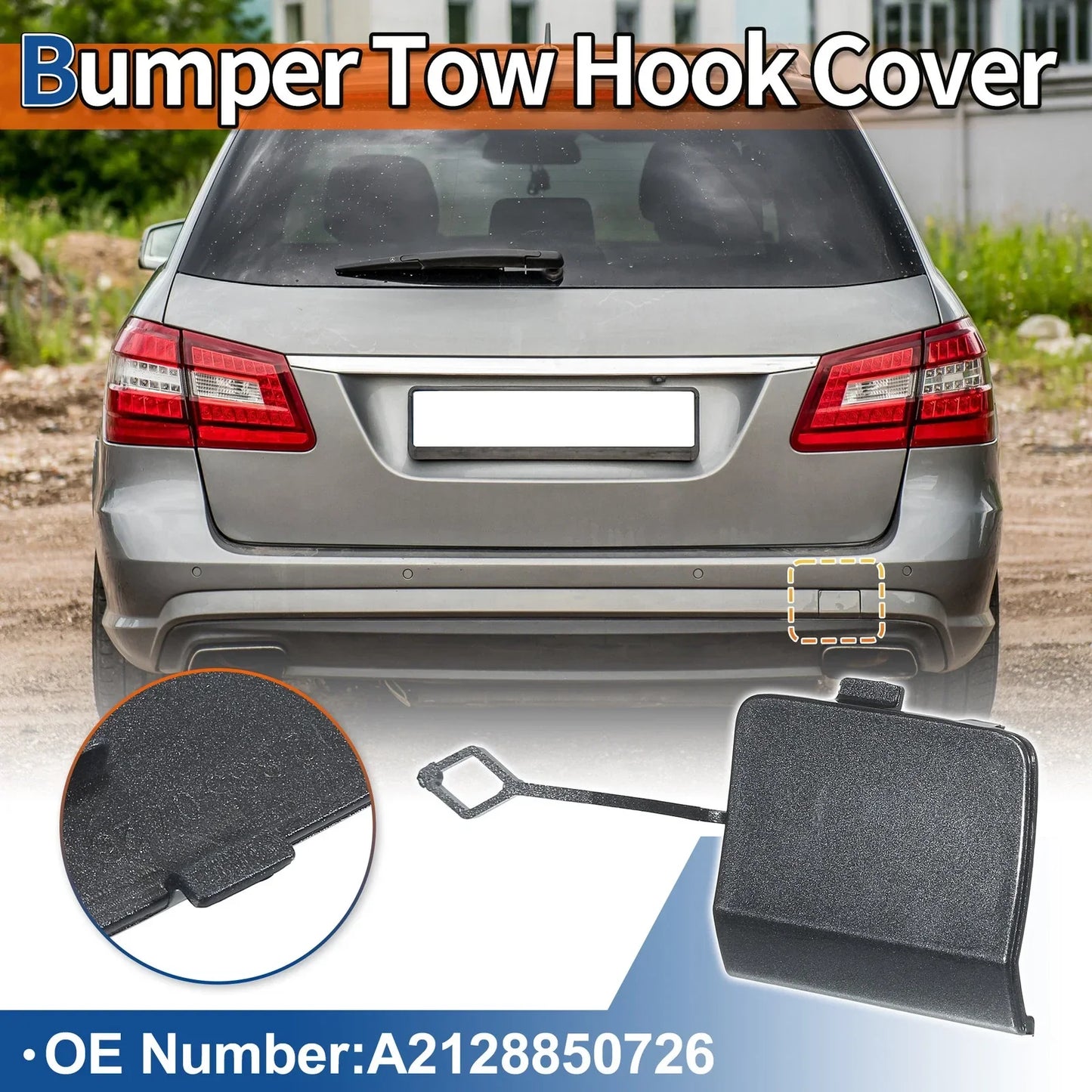 Rear Tow Hook Cover for Mercedes-Benz W212 E200 (2010-2016) Gray