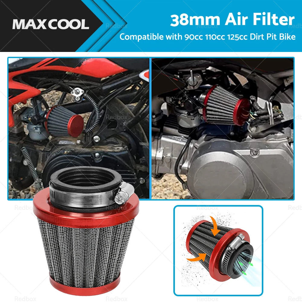 38mm Air Filter Pod Cleaner for 110cc 125cc Motorcycle PIT Dirt Bike