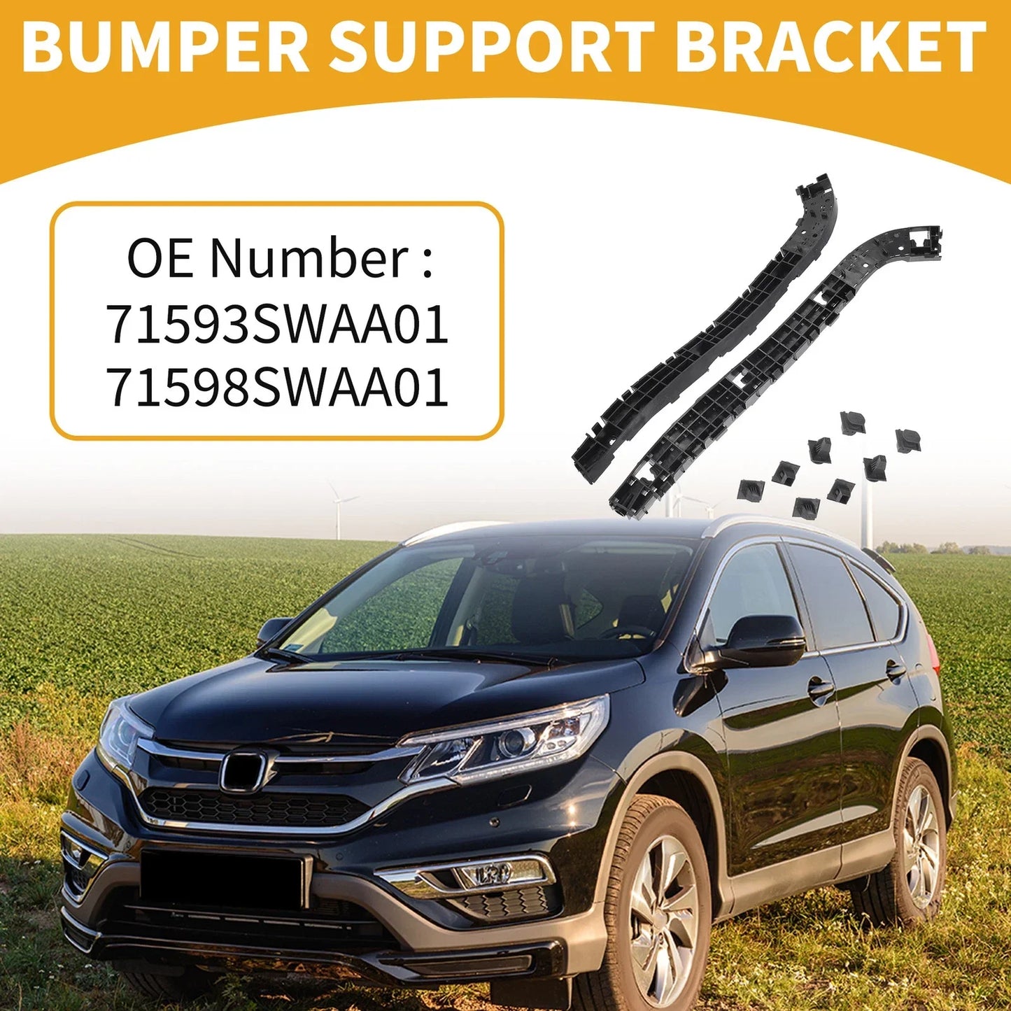Rear Bumper Support Bracket for Honda CR-V 2007-2011 (2 x Black)
