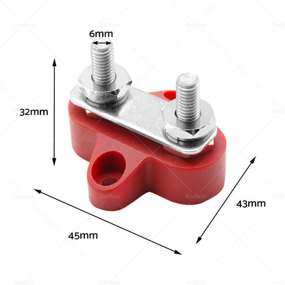 Heavy Duty M6 Bus Bar Terminal Block Red Dual Power Distribution Stud