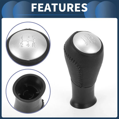 5 Speed Gear Shift Knob for Honda Accord (2003-2008) - Plastic Black Silver Tone